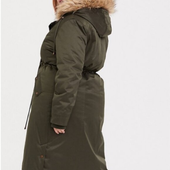 Torrid Green Long Parka Faux Fur Hood 3X - Picture 5 of 16
